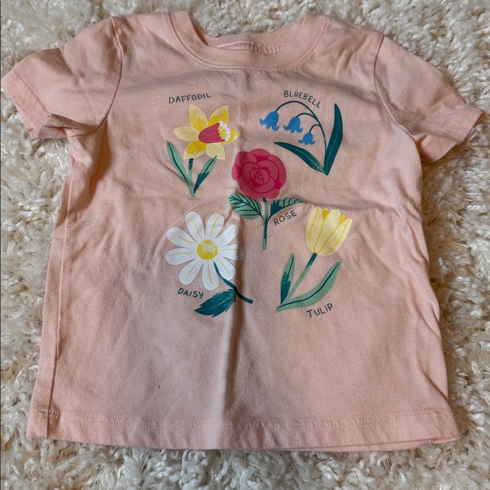 Cat & Jack Pink Floral Short Sleeve Tee